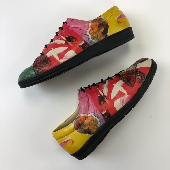 ICON Canada Jazz Themed Leather Sneakers Size 7 - Picture 1 of 6